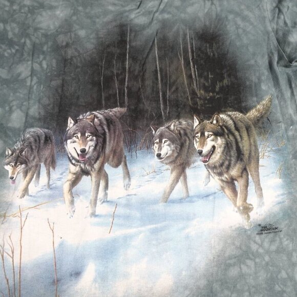 Vintage The Mountain Shirt Medium Blue Woolf Pack Algonquin Park 1999 - Picture 1 of 8